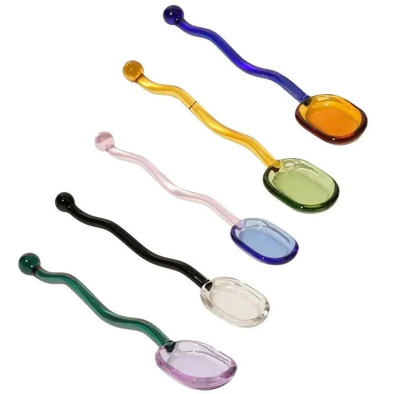 Wavey Handled Glass Milk Spoon 186531