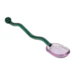 Wavey handled glass milk spoon