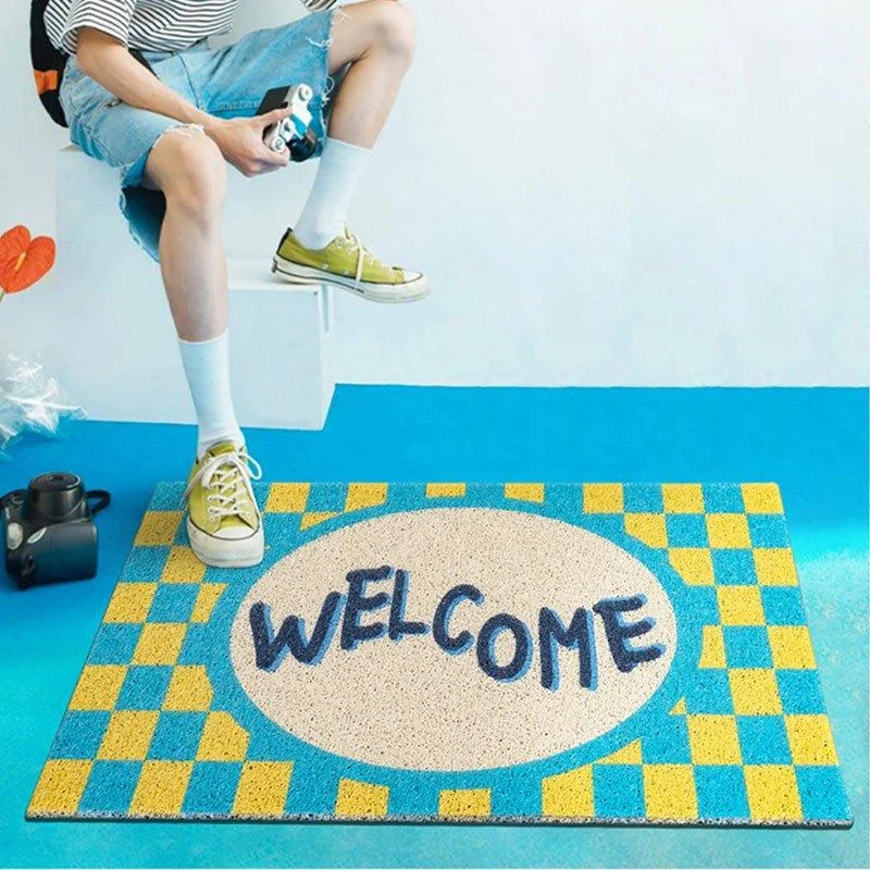 Welcome Checkerboard Printed Doormat 198752