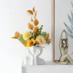White ceramic shy girl decorative vase