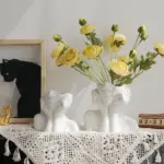 White ceramic shy girl decorative vase