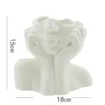 White ceramic shy girl decorative vase