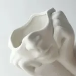 White ceramic shy girl decorative vase