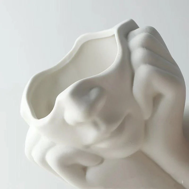 White Ceramic Shy Girl Decorative Vase 835954