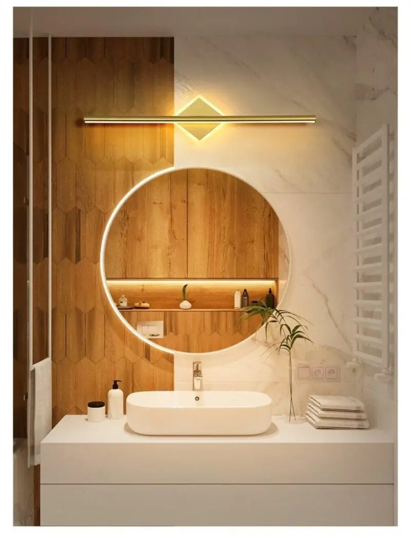 White gold bathroom vanity mirror lamp light