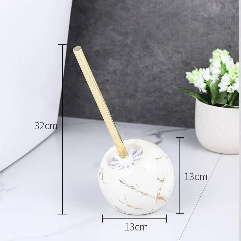 White Marble Texture Ceramic Base Toilet Brush Variants 3