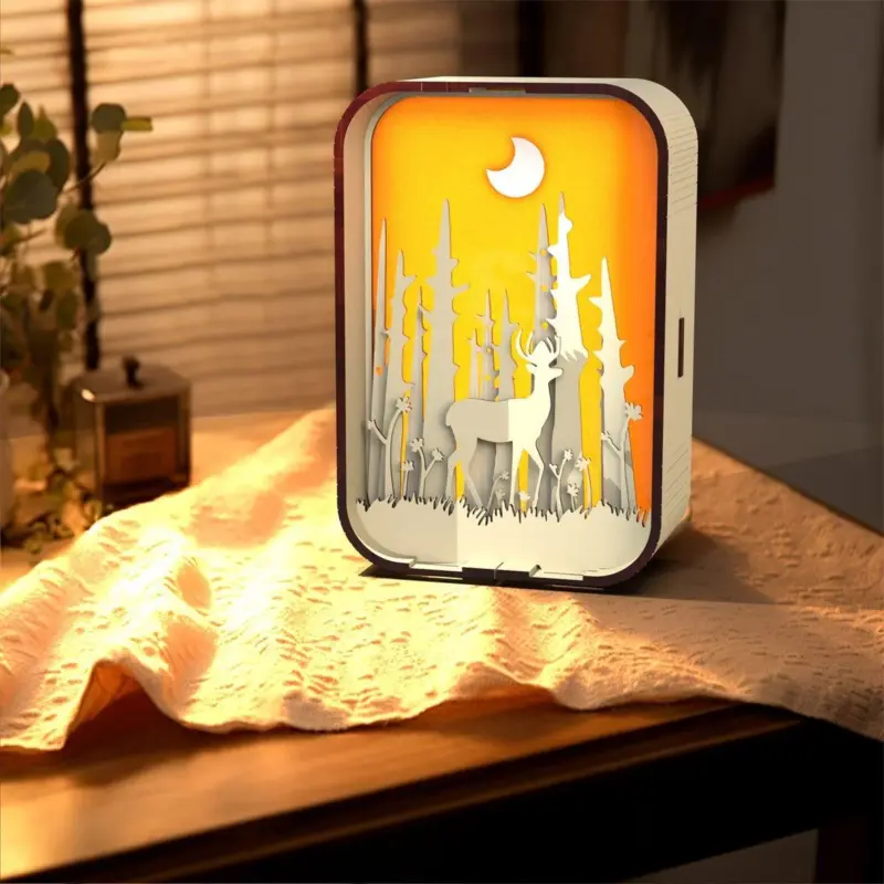 Woodcarving light creative gift minimalist bedside night light decoration desktop decoration birthday gift patchandbagel
