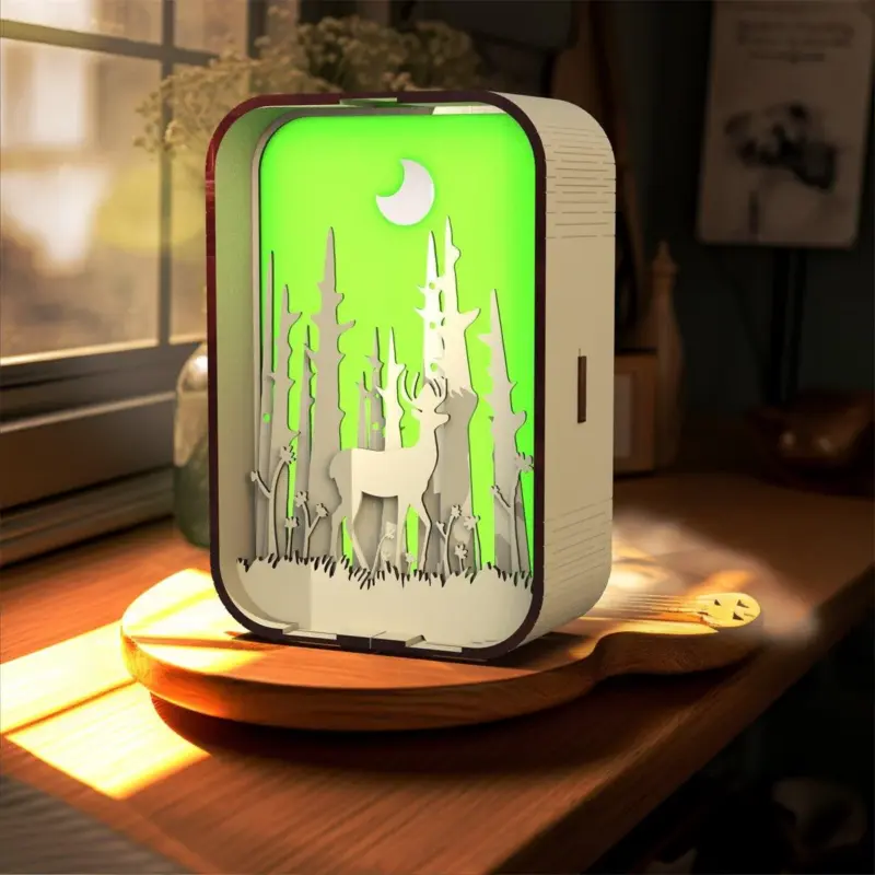 Woodcarving light creative gift minimalist bedside night light decoration desktop decoration birthday gift patchandbagel
