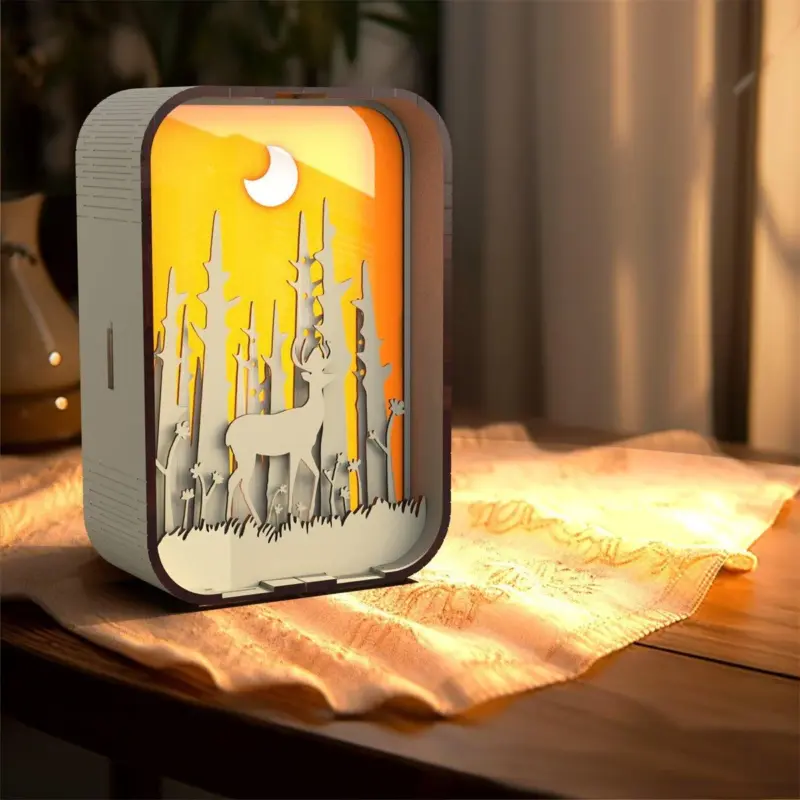 Woodcarving light creative gift minimalist bedside night light decoration desktop decoration birthday gift patchandbagel