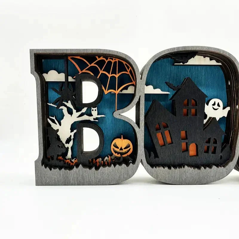 Wooden 3d Halloween Letter Shaped Led Light Holiday Decor Apparel Dailysale 482905