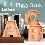 Wooden alphabet letters initial piggy bank