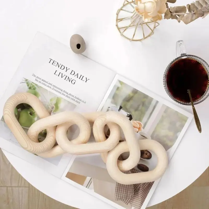 Wooden boho style carved chain link