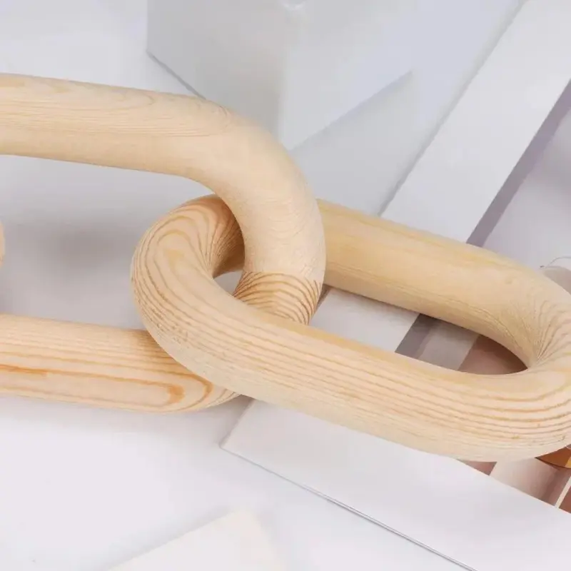 Wooden boho style carved chain link