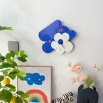 Wooden cartoon art flower wall clock