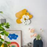 Wooden cartoon art flower wall clock