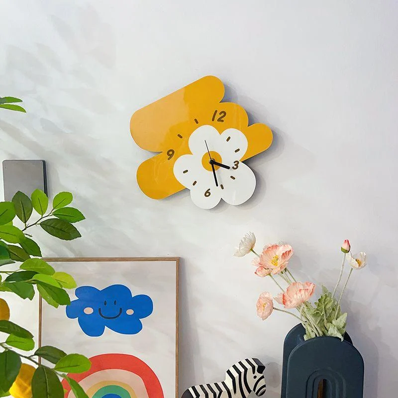 Wooden Cartoon Art Flower Wall Clock 799880