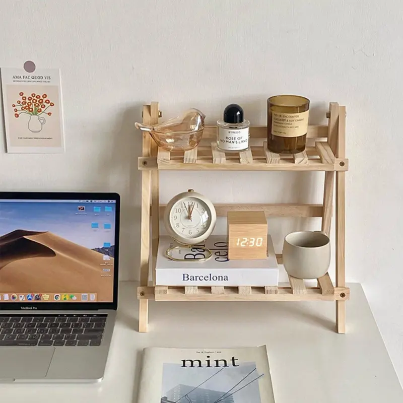 Wooden double layer storage racks
