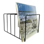Wrought iron book record storage stand