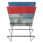Wrought iron book record storage stand