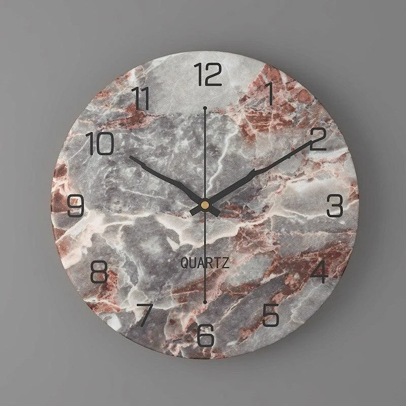 Wxahnordic Mode Klok Muur Home Decor Marmeren Textuur Metalen Woonkamer Ronde 12inch Horloge Reloj De Pared