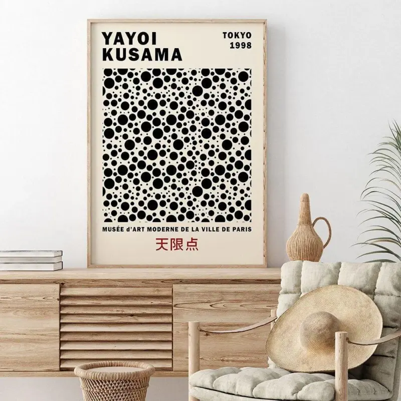 Yayoi kusama abstract line dots canvas poster