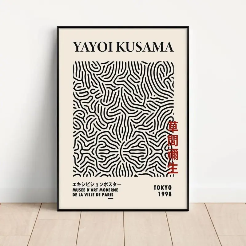 Yayoi kusama abstract line dots canvas poster