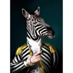 Zebra Revolutionary Soldier Poster | Wall Art Posters And Prints Animal Wearing a Hat Canvas Painting