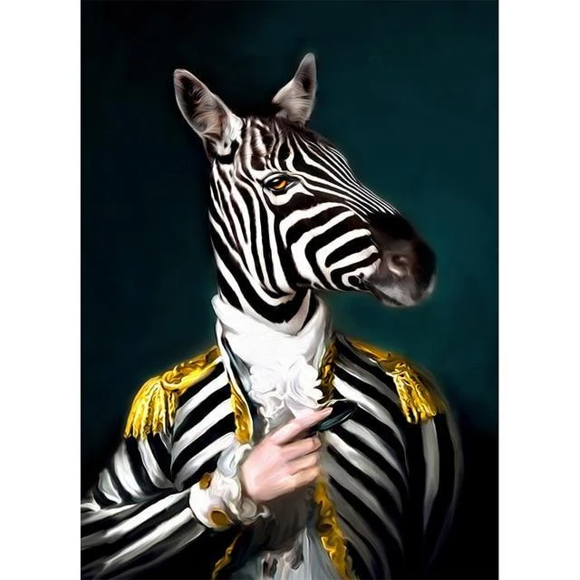Zebra Revolutionary Soldier Poster Wall Art Posters And Prints Animal Wearing A Hat Canvas Painting 969878