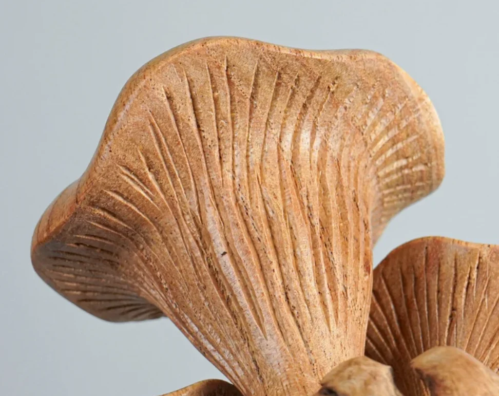Wooden Chanterelle Mushroom Sculpture 1.webp