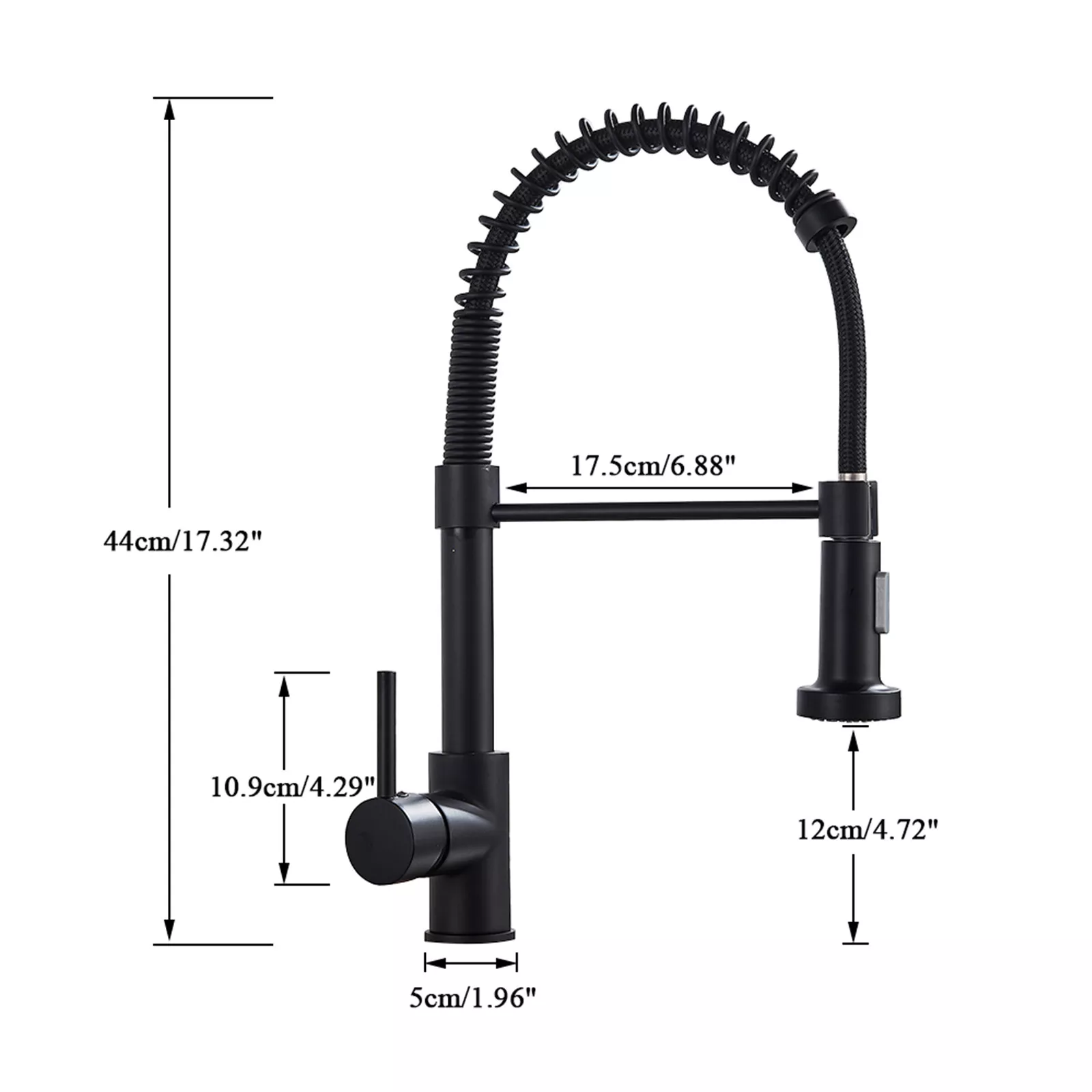 Matt black monobloc kitchen sink mixer tap with pull out hose spray (3)