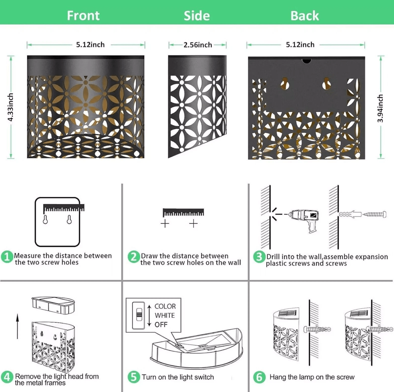 4x Super Bright Solar Powered Door Fence Wall Lights Led Outdoor Garden Lamp (1)