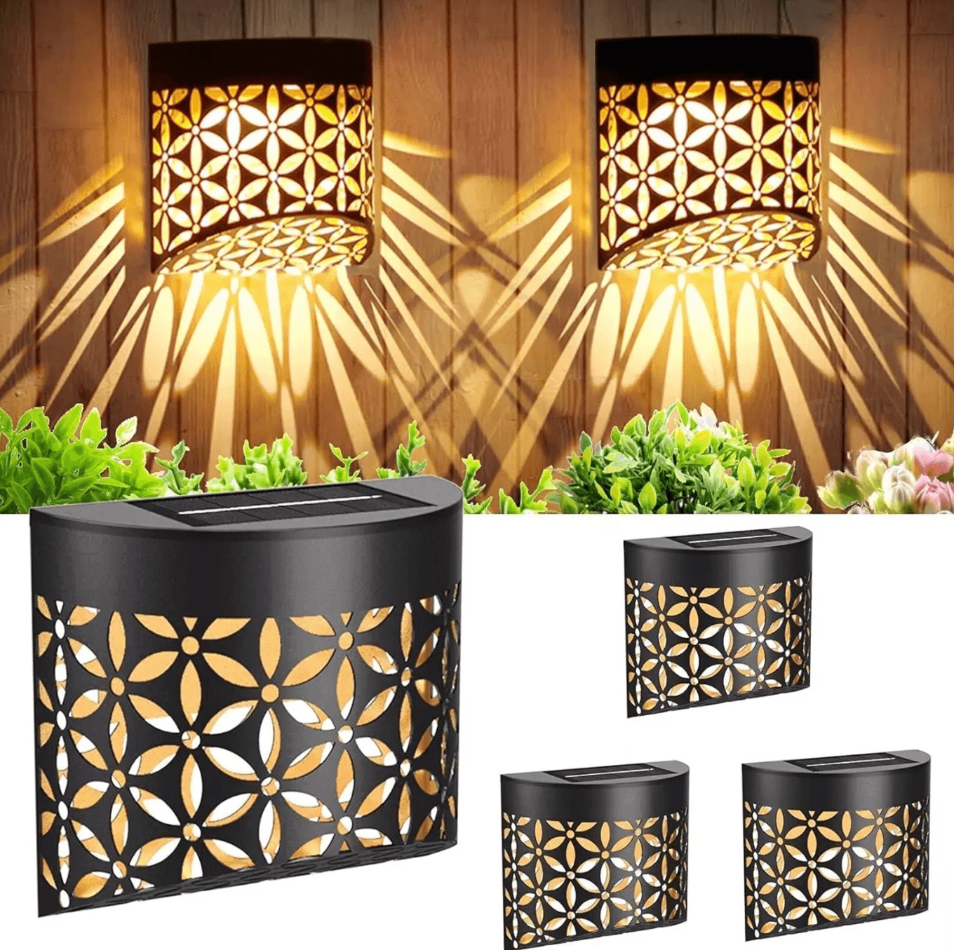 4x Super Bright Solar Powered Door Fence Wall Lights Led Outdoor Garden Lamp (4)