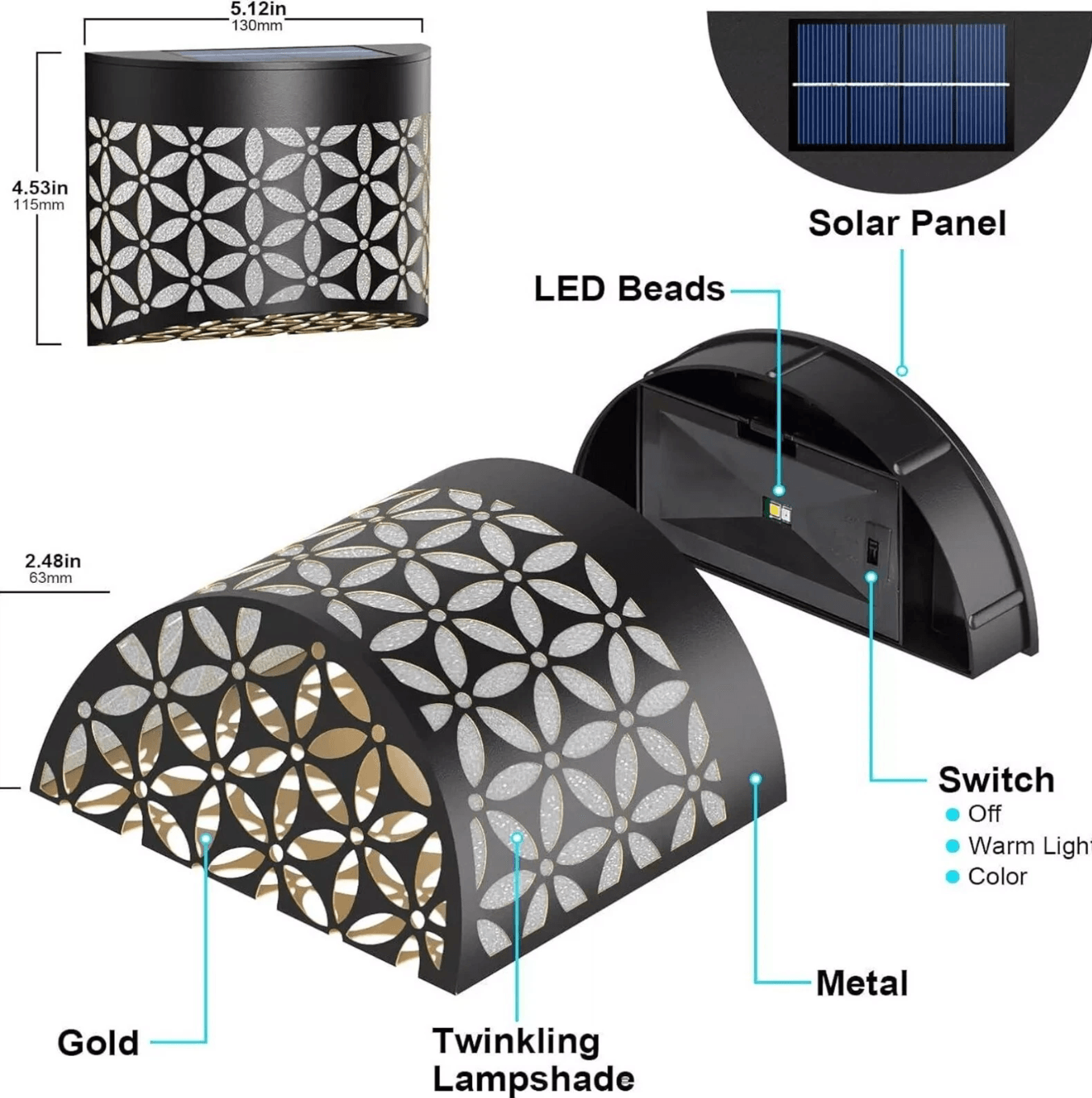 4x Super Bright Solar Powered Door Fence Wall Lights Led Outdoor Garden Lamp (6)