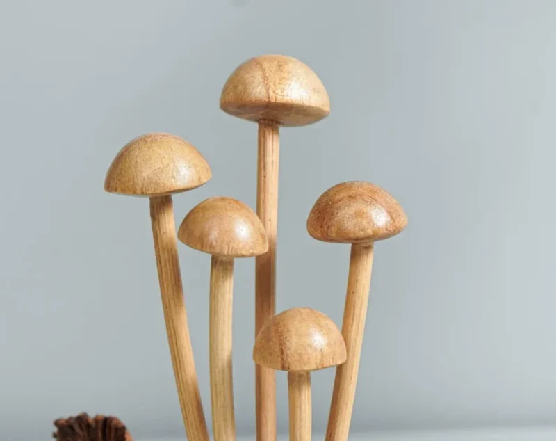 Enoki Mushrooms Wooden Sculpture Nature Statue 4.webp