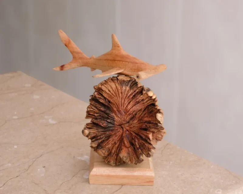 Hammerhead Shark Figurine Personalized Statue Wooden Sculpture Miniature Sea Life 2.webp