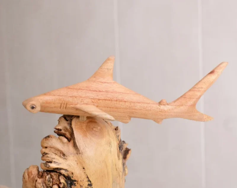 Hammerhead Shark Figurine Personalized Statue Wooden Sculpture Miniature Sea Life 3.webp
