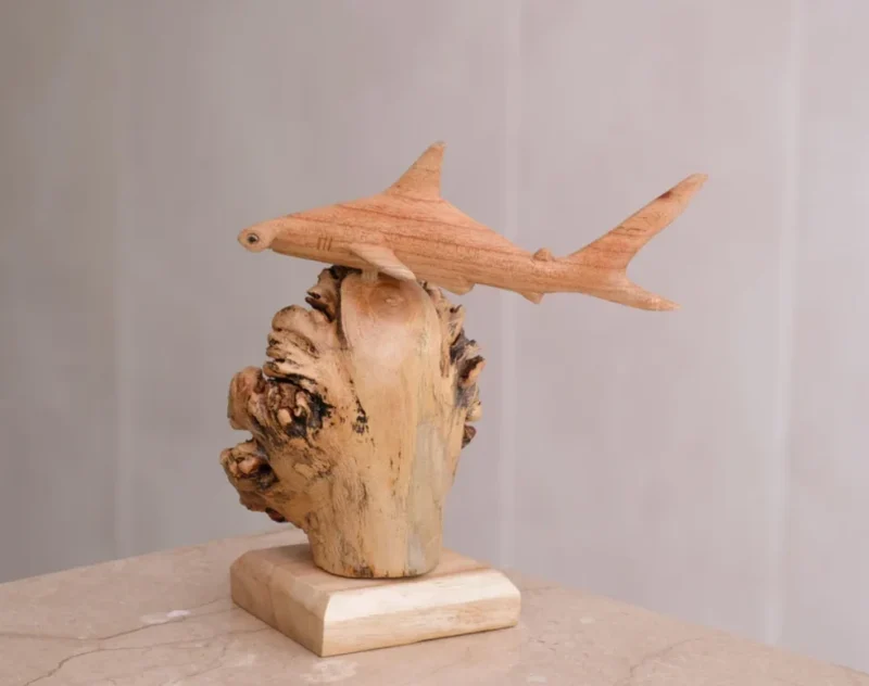 Hammerhead Shark Figurine Personalized Statue Wooden Sculpture Miniature Sea Life 5.webp