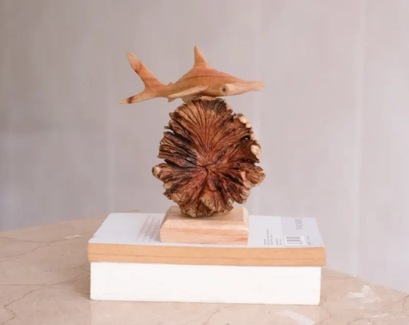 Hammerhead Shark Figurine Personalized Statue Wooden Sculpture Miniature Sea Life 6.webp