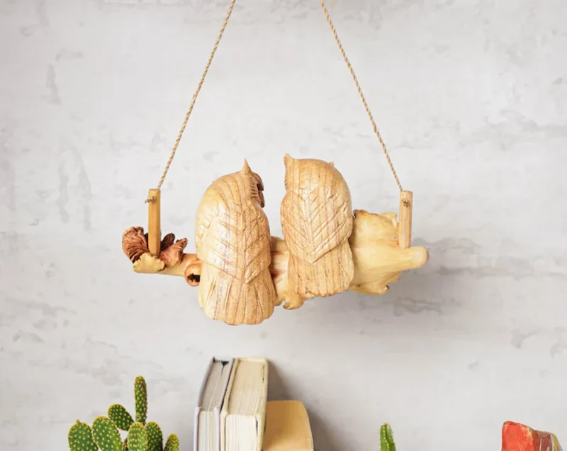 Hanging Wooden Owl Wood Carving 5.webp