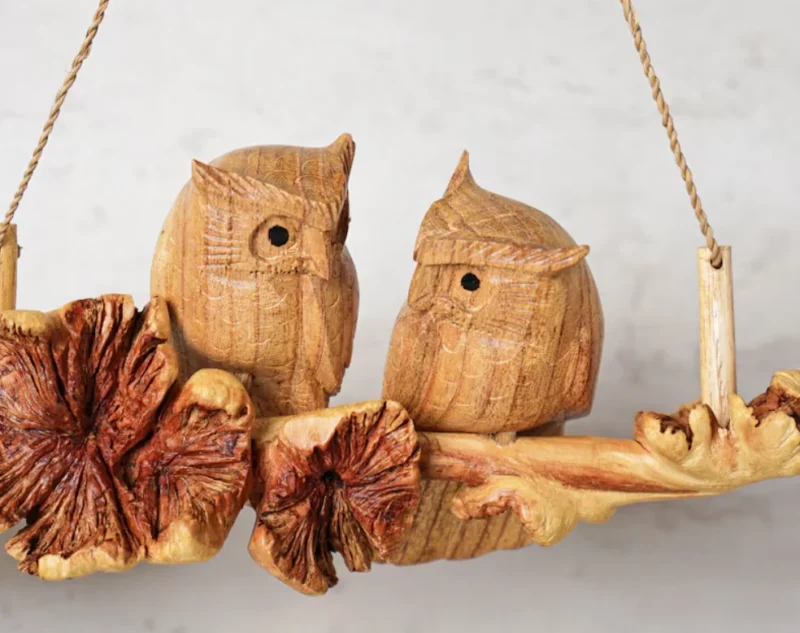 Hanging Wooden Owl Wood Carving 7.webp