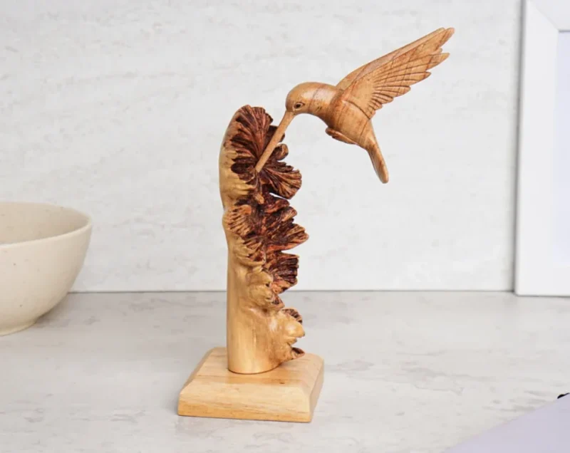 Hummingbird Flight Flying Bird Art Rustic Figurine 6.webp