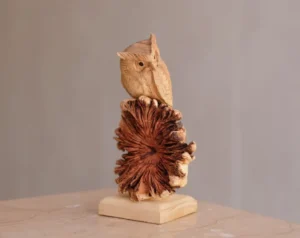 Owl on Tree Wooden Figurine Sculpture Decorative 1.webp