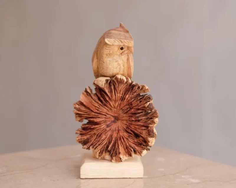 Owl on Tree Wooden Figurine Sculpture Decorative 4.webp