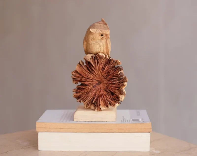 Owl on Tree Wooden Figurine Sculpture Decorative 5.webp