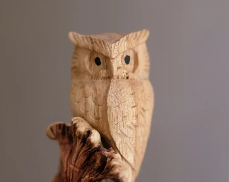 Owl on Tree Wooden Figurine Sculpture Decorative 6.webp