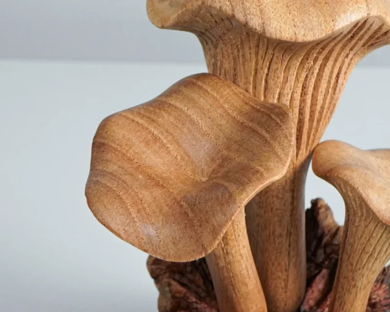 Wooden Chanterelle Mushroom Sculpture 2.webp