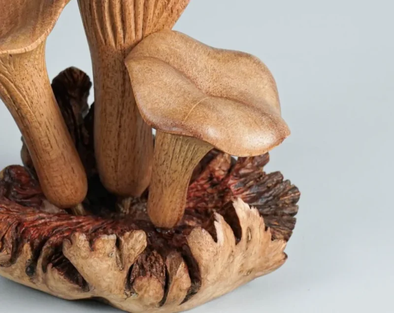 Wooden Chanterelle Mushroom Sculpture 3.webp