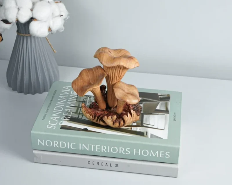 Wooden Chanterelle Mushroom Sculpture 7.webp