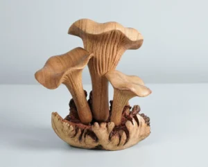 Wooden Chanterelle Mushroom Sculpture 8.webp