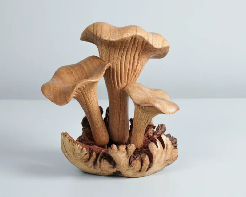 Wooden Chanterelle Mushroom Sculpture 8.webp
